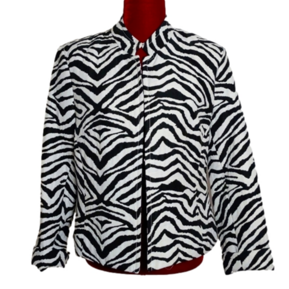 Erin Zebra Striped Jacket Size: Petite Large - Picture 1 of 13